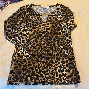 Long sleeve Cheetah Blouse with gold detail